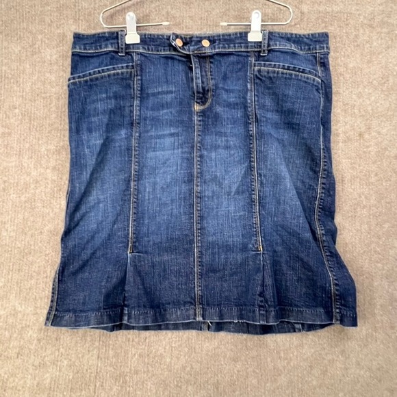 Y2K Vtg Old Navy Womens Plus Size 22 Denim Jean Skirt Dark Wash Stretch Casual - Picture 1 of 10